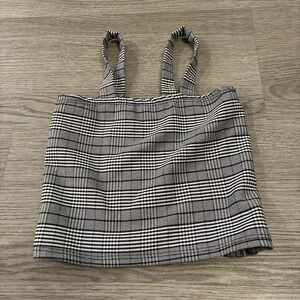 Black & White Nova Kids Plaid Smocked Back Tank Top | Size 6T